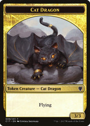 Gold (010) // Cat Dragon (009) Double-sided Token [Commander 2017 Tokens]