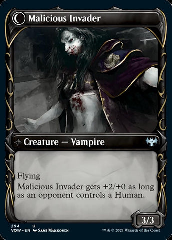 Innocent Traveler // Malicious Invader (Showcase Fang Frame) [Innistrad: Crimson Vow]